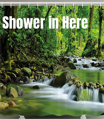 Tropical Jungle Shower Curtain with River